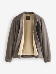 Dark Natural Corduroy Borg Lined Trucker Jacket - Image 1 of 14