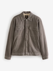 Dark Natural Corduroy Borg Lined Trucker Jacket - Image 10 of 14