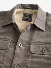 Dark Natural Corduroy Borg Lined Trucker Jacket - Image 11 of 14