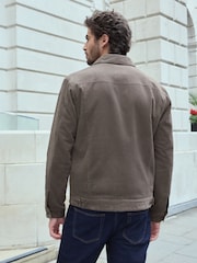 Dark Natural Corduroy Borg Lined Trucker Jacket - Image 4 of 14