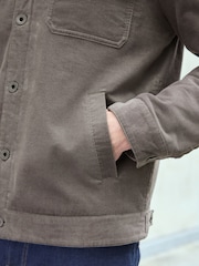 Dark Natural Corduroy Borg Lined Trucker Jacket - Image 9 of 14
