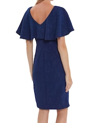 Gina Bacconi Blue Sahar Embossed Floral Jacquard Dress - Image 2 of 5