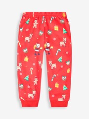 JoJo Maman Bébé Red Kids' Christmas Print Jersey Pyjamas - Image 8 of 11