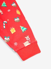 JoJo Maman Bébé Red Kids' Christmas Print Jersey Pyjamas - Image 9 of 11