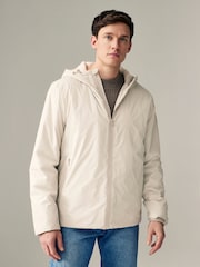 Light Grey Wadded Rubberised Hooded Jacket - Image 1 of 11