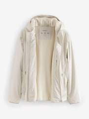 Light Grey Wadded Rubberised Hooded Jacket - Image 8 of 11