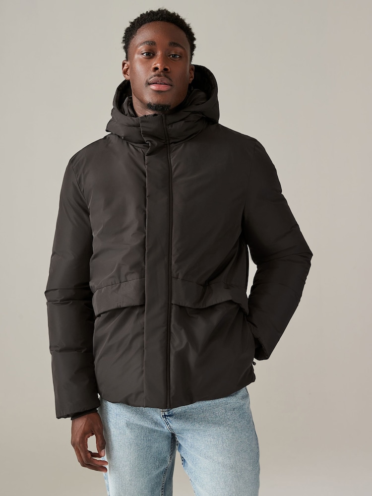 Brown Hooded Shower Resistant Padded Coat - Image 1 of 10