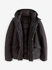 Brown Hooded Shower Resistant Padded Coat - Image 8 of 10