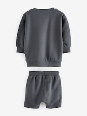 Charcoal Grey Animal Jersey Crew Neck Sweatshirt and Short Set (3mths-7yrs) - Image 7 of 8