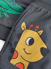 Charcoal Grey Animal Jersey Crew Neck Sweatshirt and Short Set (3mths-7yrs) - Image 8 of 8