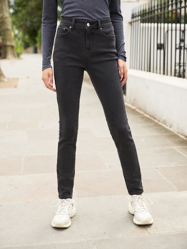 Washed Black Cosy Brushed Skinny Jeans - Image 4 of 11