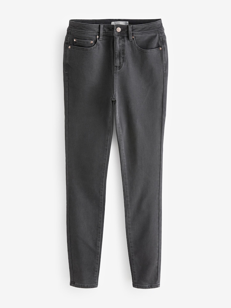 Washed Black Cosy Brushed Skinny Jeans - Image 7 of 11