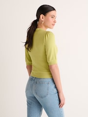 Sage Green Cosy Short Sleeve Crew Neck Jumper - Image 3 of 6