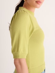 Sage Green Cosy Short Sleeve Crew Neck Jumper - Image 4 of 6