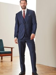 Navy Blue Regular Fit Signature Empire Mills 100% Wool Flannel Suit Jacket - Image 1 of 7
