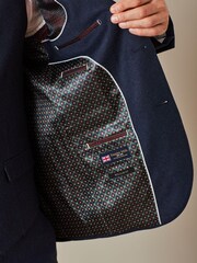 Navy Blue Regular Fit Signature Empire Mills 100% Wool Flannel Suit Jacket - Image 3 of 7