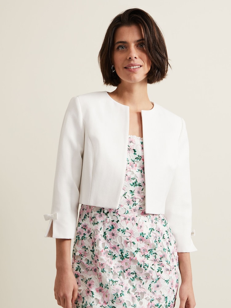 Phase Eight Cream Zoelle Bow Jacket - Image 1 of 6