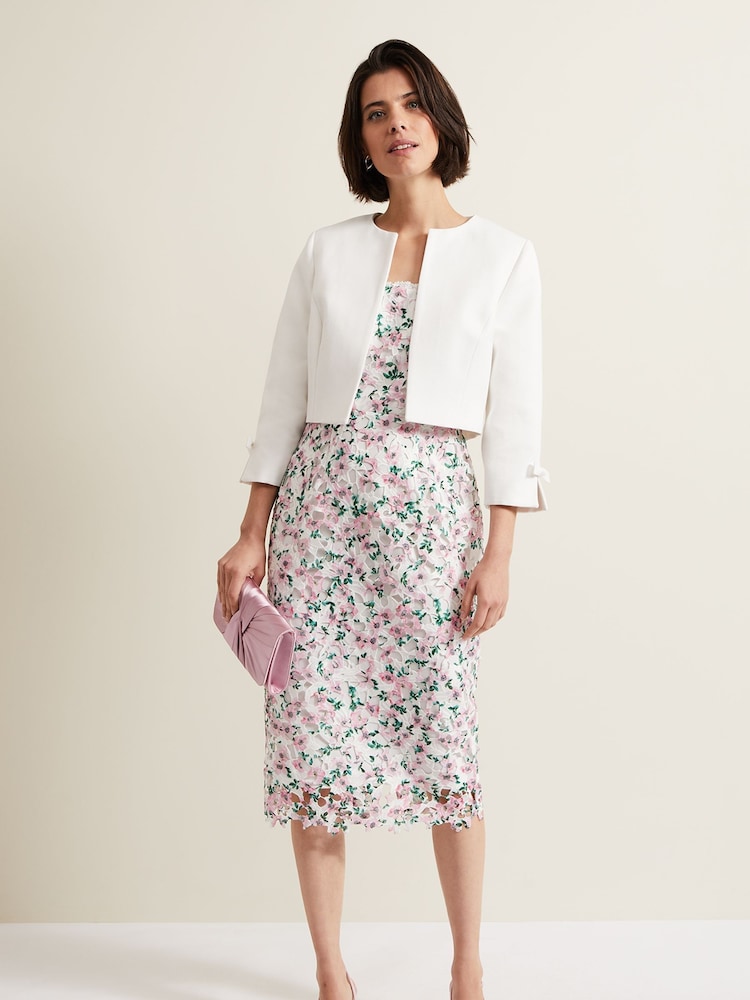 Phase Eight Cream Zoelle Bow Jacket - Image 3 of 6