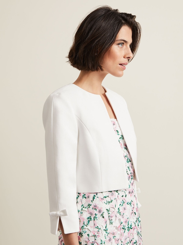 Phase Eight Cream Zoelle Bow Jacket - Image 4 of 6