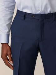 Bright Blue Slim Fit Textured Suit Trousers - Image 4 of 9