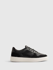 River Island Black Faux Leather Smart Trainers - Image 1 of 6
