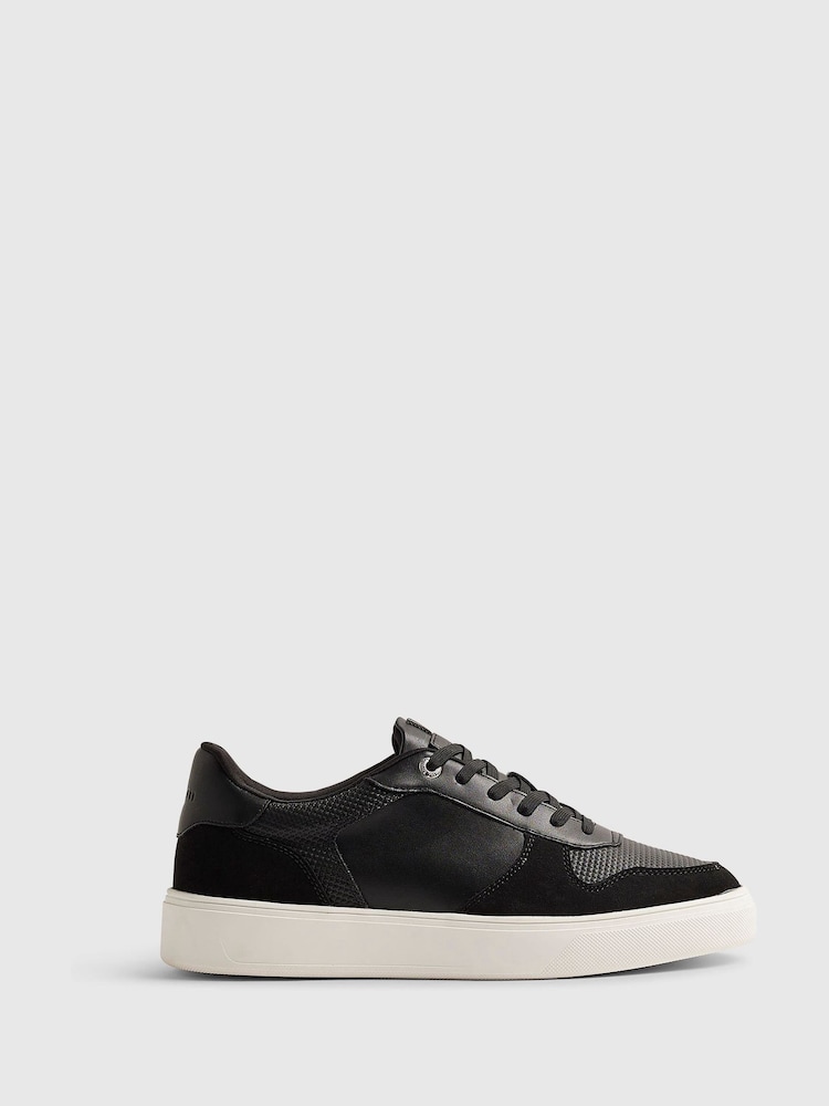 River Island Black Faux Leather Smart Trainers - Image 1 of 6