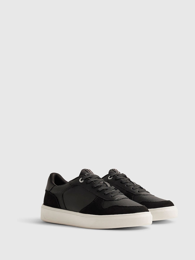 River Island Black Faux Leather Smart Trainers - Image 2 of 6