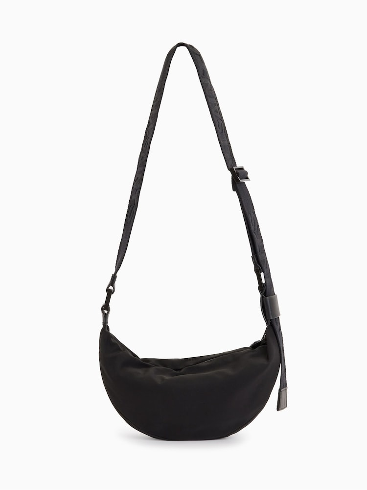 AllSaints Black Half Moon Nylon Cross-Body Bag - Image 2 of 7
