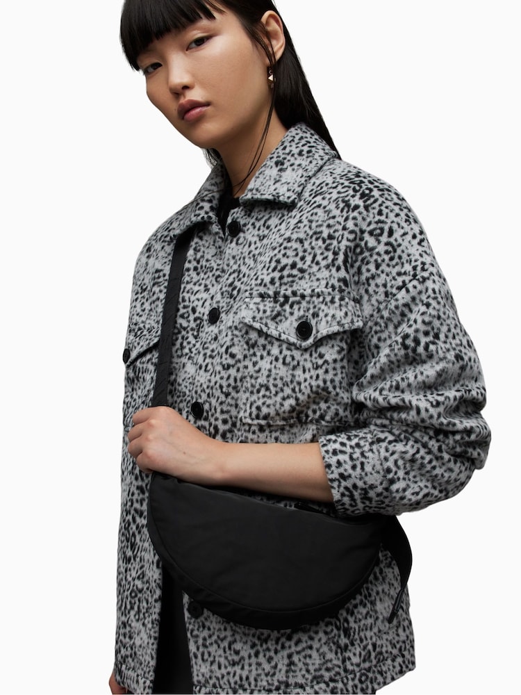 AllSaints Black Half Moon Nylon Cross-Body Bag - Image 7 of 7