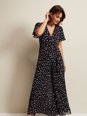 Phase Eight Natural Alexandra Spot Pleat Jumpsuit - Image 1 of 6