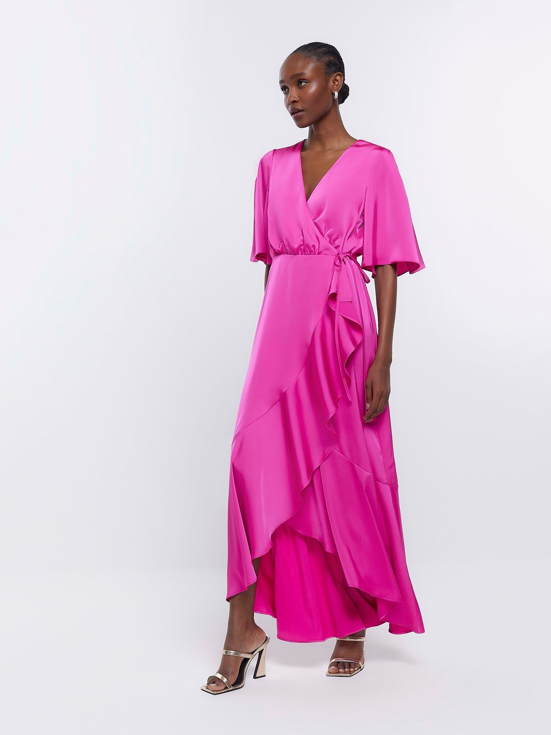 Pink wrap bridesmaid dress outlet