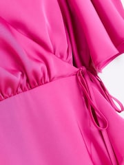 Розовый - Розовое платье для подружки невесты с запахом River Island - Изображение 5 из 5