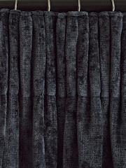 Slate Blue Next Collection Luxe Plush Chenille Pencil Pleat Lined Curtains - Image 5 of 5