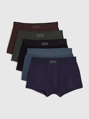 River Island Brown Woven Waistband Trunks 5 Pack - Image 1 of 3