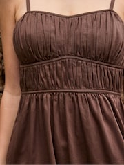 Ro&Zo Brown Ruched Detail Midi Dress - Image 3 of 6