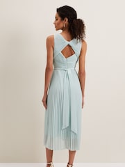 Phase Eight Blue Cressida Pleat Midi Dress - Image 2 of 7