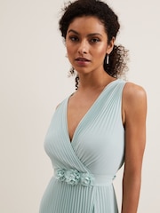 Phase Eight Blue Cressida Pleat Midi Dress - Image 4 of 7
