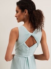 Phase Eight Blue Cressida Pleat Midi Dress - Image 6 of 7