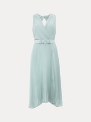 Phase Eight Blue Cressida Pleat Midi Dress - Image 7 of 7