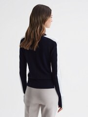 Reiss Cream/Navy Addison Wool Blend Colourblock Jumper - Image 5 of 5