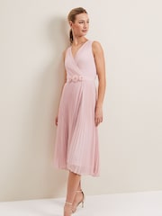 Phase Eight Pink Cressida Pleat Midi Dress - Image 1 of 7