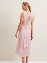 Phase Eight Pink Cressida Pleat Midi Dress - Image 2 of 7
