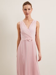 Phase Eight Pink Cressida Pleat Midi Dress - Image 3 of 7