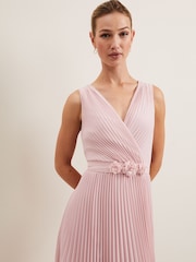 Phase Eight Pink Cressida Pleat Midi Dress - Image 4 of 7