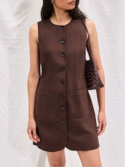 Ro&Zo Brown Button Through Dress With Linen - Image 2 of 5