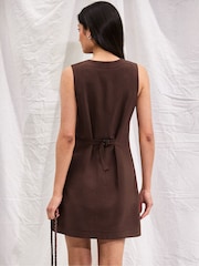 Ro&Zo Brown Button Through Dress With Linen - Image 4 of 5