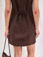 Ro&Zo Brown Button Through Dress With Linen - Image 5 of 5