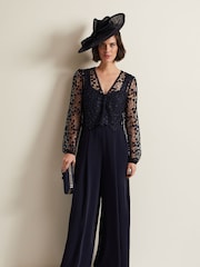 Phase Eight Blue Mariposa Lace Jumpsuit - Image 1 of 6