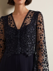 Phase Eight Blue Mariposa Lace Jumpsuit - Image 5 of 6