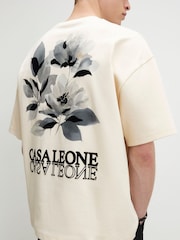 River Island Cream Oversized Casa Leone Graphic Interlock T-Shirt - Image 1 of 4